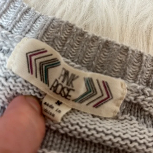 Pink Rose Grey Knit Sweater - Picture 7 of 10